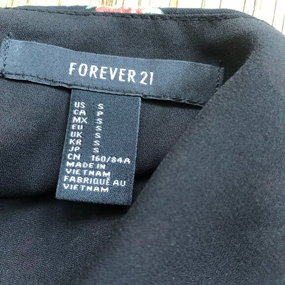 Forever 21 Black Floral Spaghetti Strap Mini Dress Small - Picture 5 of 6